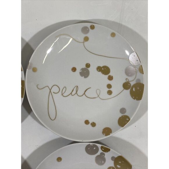 Paperproducts Design Kelly Ventura Appetizer Plate Set 4 Gold Silver Joy Peace - Picture 3 of 9